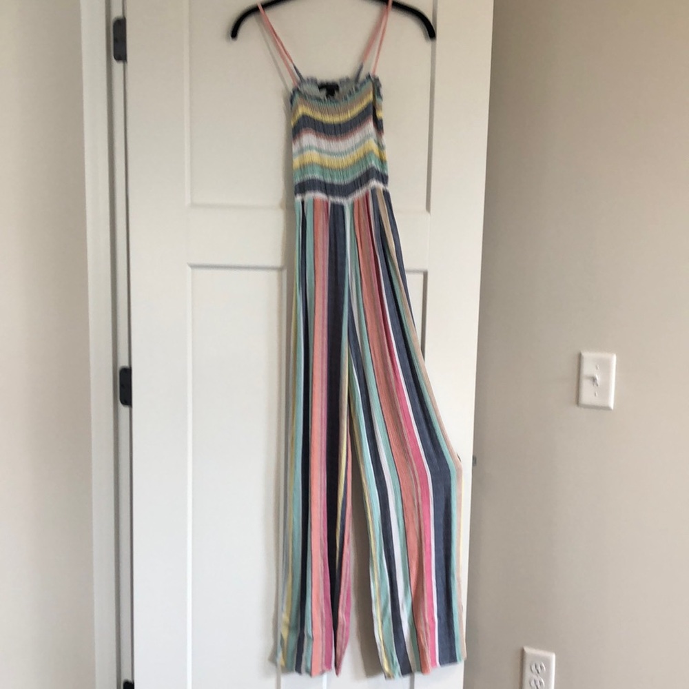 Smocked top striped jumpsuit, Forever 21, size S